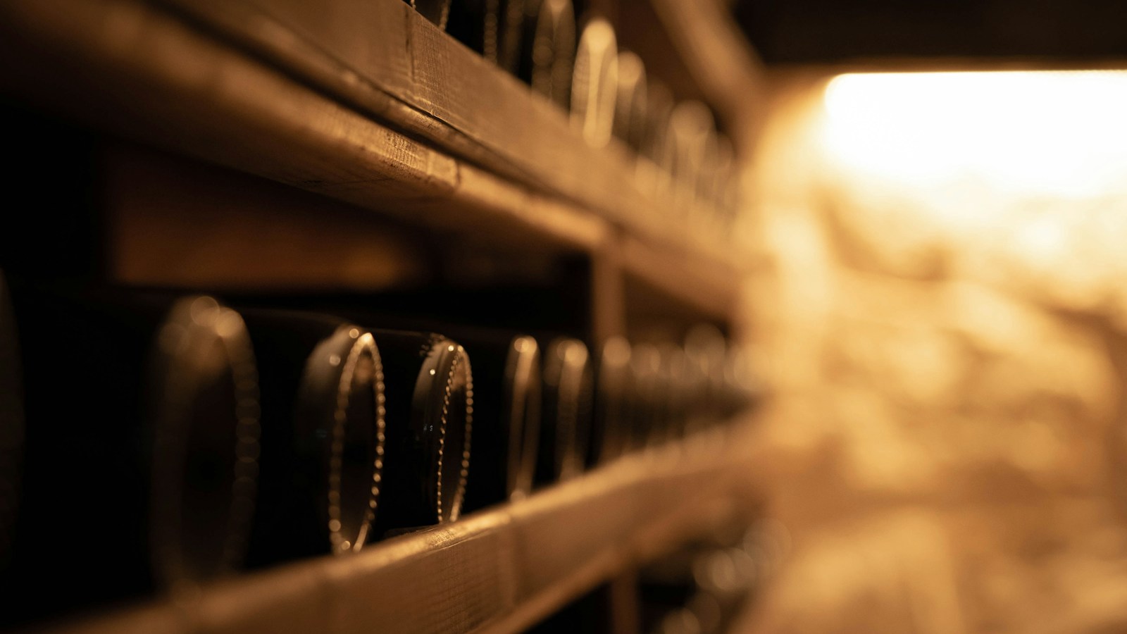Garrafas de vinho armazenadas em adega para ilustrar o uso de sulfitos e a conservação do vinho